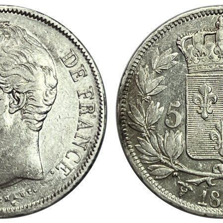 France Charles X , 1828 W Lille, 5 Francs